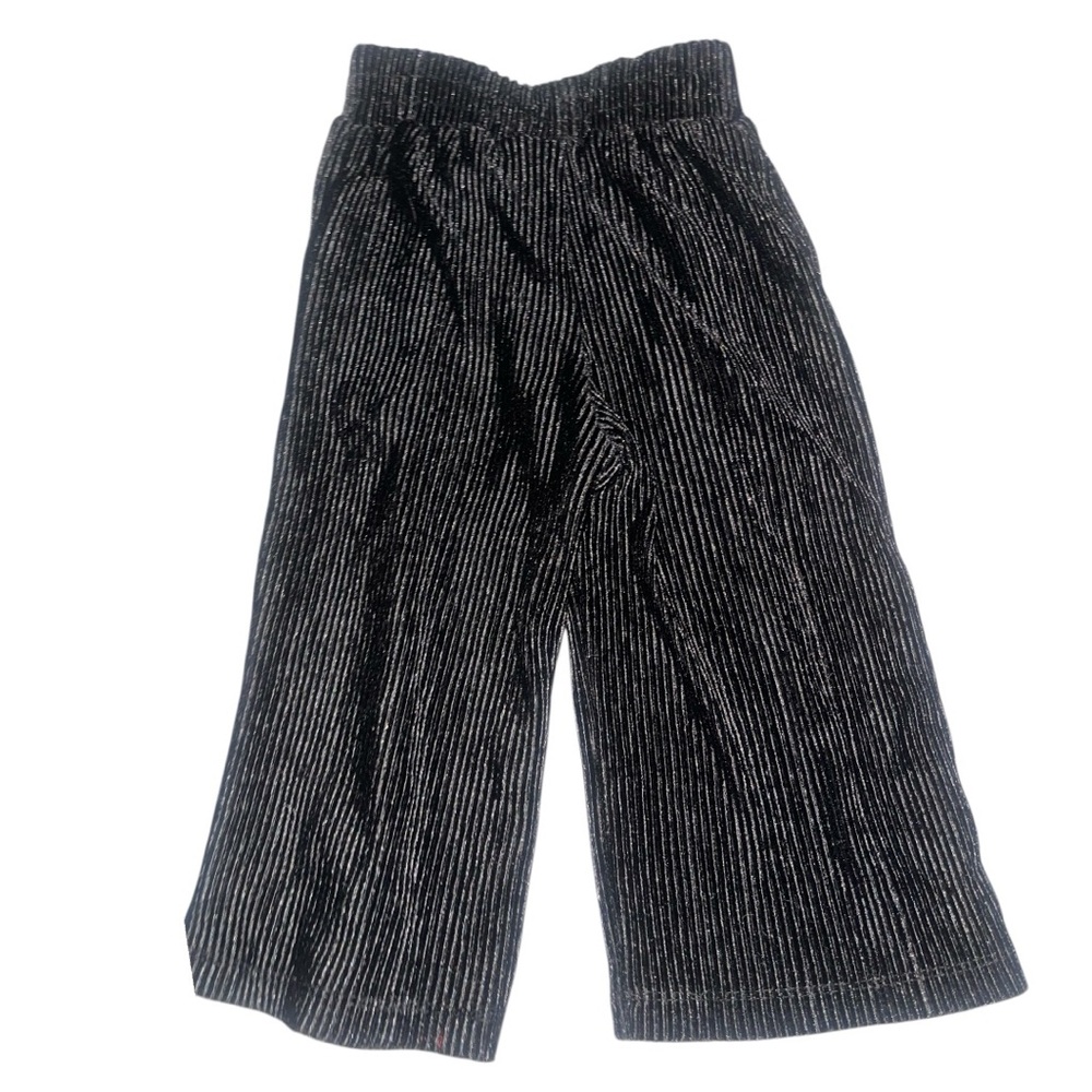 Black and Silver Striped Wide-Leg Pants